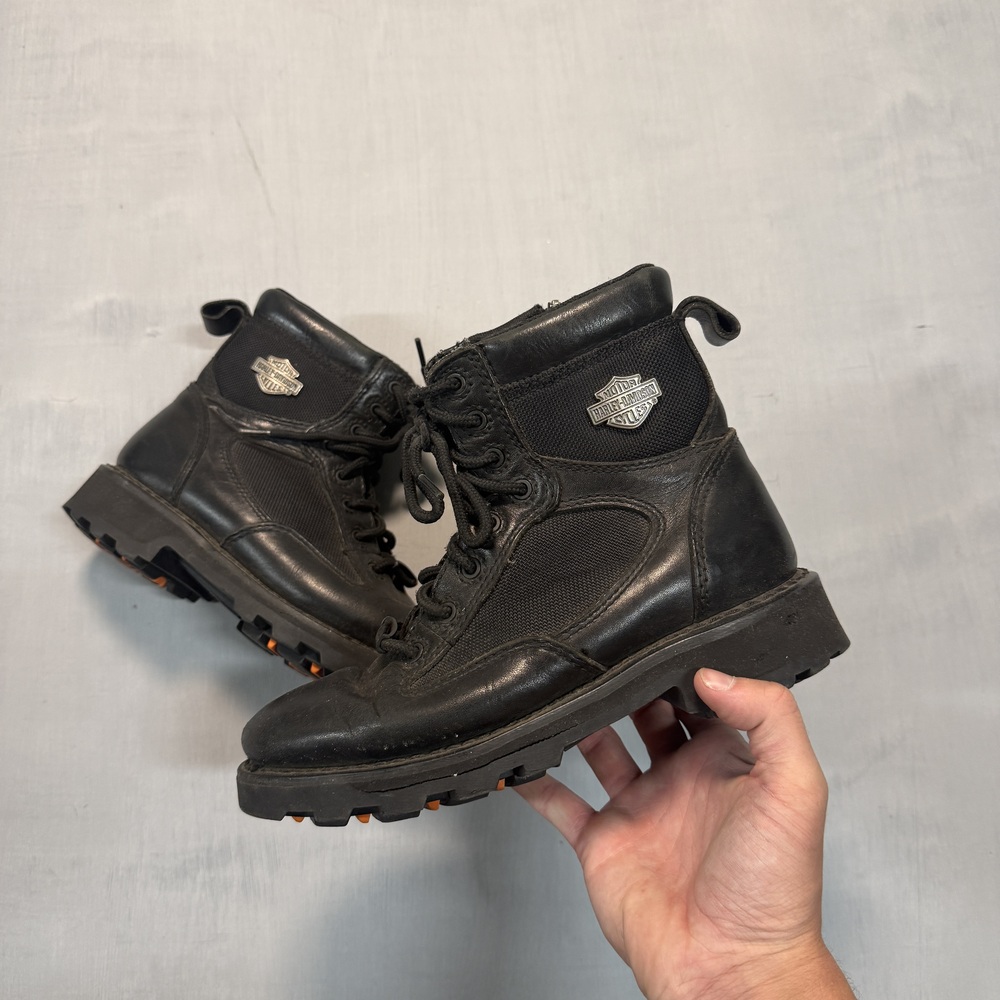 Harley-Davidson Men's leather motorcycle boots Y2K Black Size 7